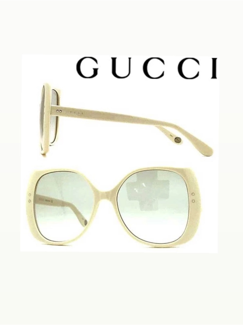 Gucci White Oversized Square-Butterfly Sunglasses